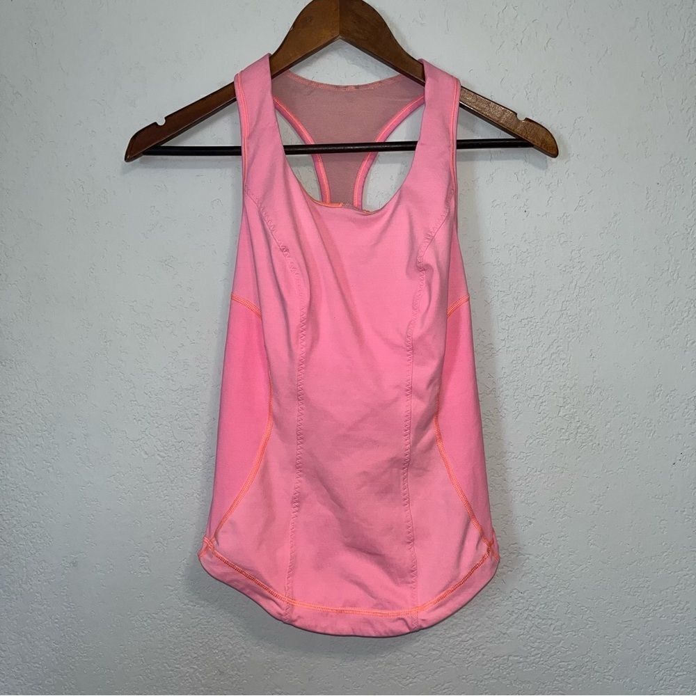 Lululemon Coral Pink Fitted Athletic Tank Top - Picture 2 of 10